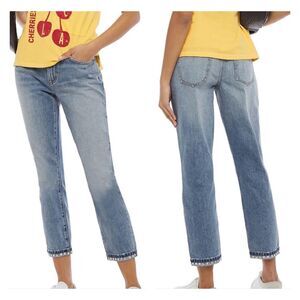 CURRENT ELLIOTT Studded Hem Mid-Rise Cropped Straight Leg Jeans, Sz 27